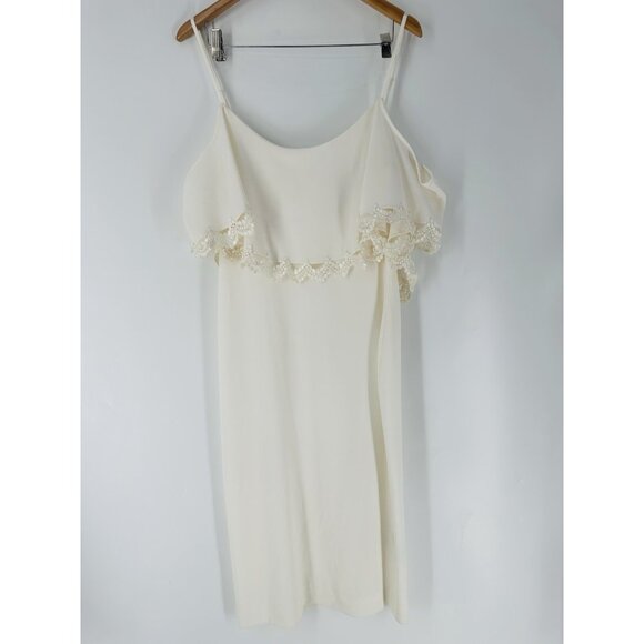 Dress the Population Beth Overlay Dress White Womens M Read - Picture 2 of 11